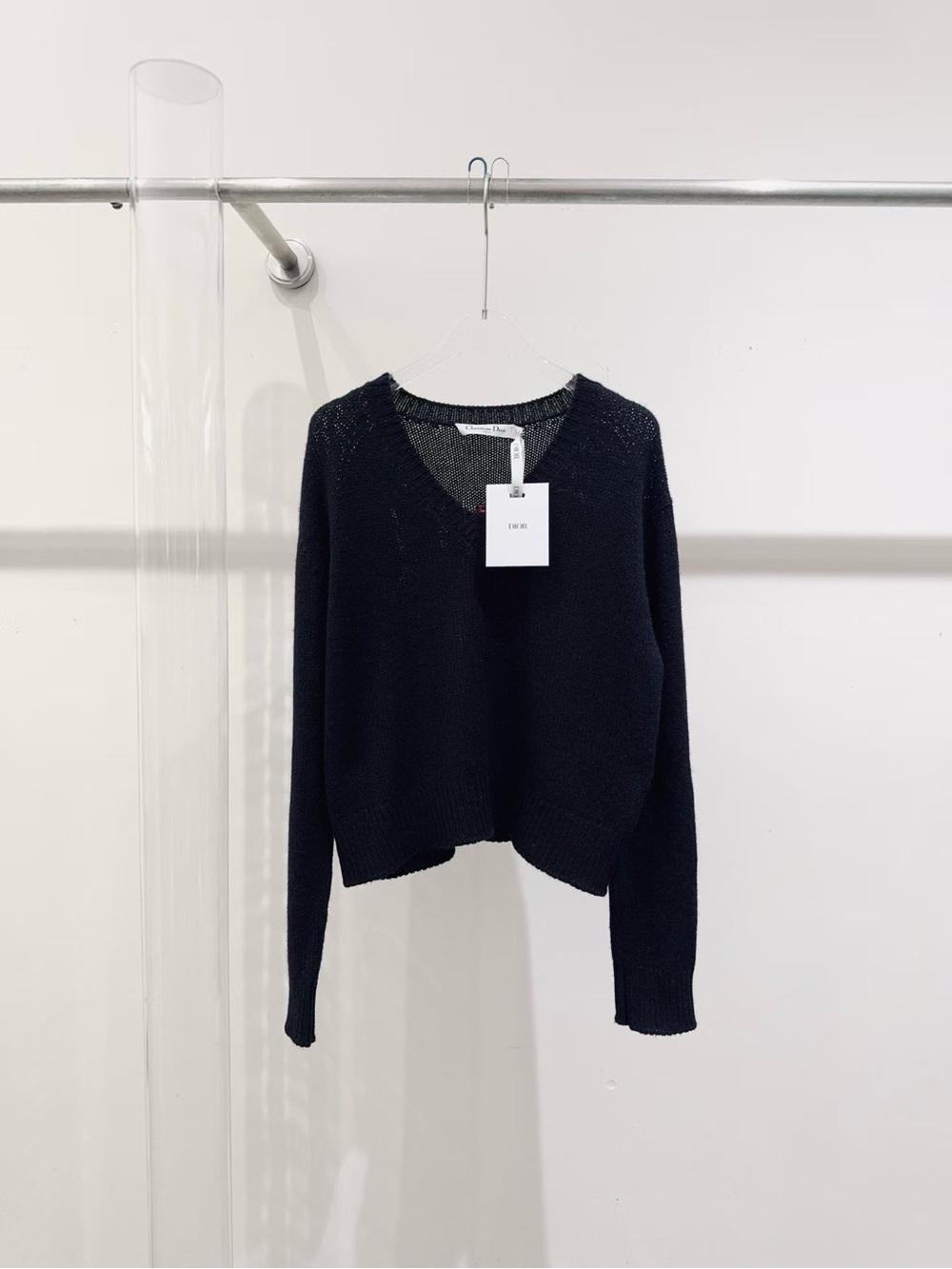 🚩steal Dior Black V-Neck Knit Sweater